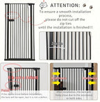 Lumizone Extra Tall Cat Gate 55.12" High Pressure Mounted Extra Wide 2025 New (17 Sizes) 1.37" Gap No Drilling Auto-Close One-Handed Operation Tall Pet Gate for Dogs(Black, 55.12" H x 88.58"-92.71" W)