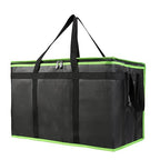 Bodaon 3-Pack Insulated Food Delivery Bag, XXX-Large Meal Grocery Tote Insulation Bag for Hot/Cold Food, Commercial Cooler/Thermal Bags, Large Capacity Reusable Warming Bag, Black with Green Edge