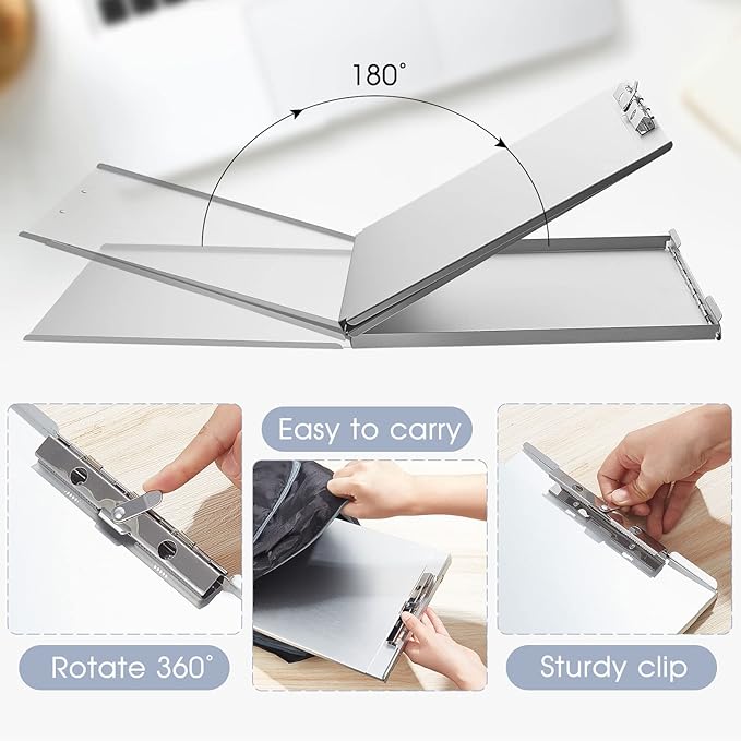 Henoyso Metal Storage Clipboard Bulk Heavy Duty Aluminum Clip Board for Teacher Contractor Medical Construction Office School Classroom, 12.6x9.2x1 Inch, Fit Letter Size 8.5x11 Inch Paper(8 Pcs)