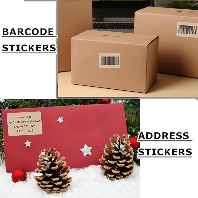 3" x 2" Thermal Labels Stickers Brown, Thermal Printer Shipping Stickers, Multipurpose Inventory Self-Adhesive Direct Thermal Label for Small Business (500 Labels/Roll)