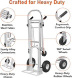 1000 LBS Dolly Cart with Wheels, 4 in 1 Folding Hand Truck, Stainless Steel Heavy Duty Industrial Convertible Hand Cart, Utility Collapsible Hand Truck Dolly for Warehouse, Home, Office, Etc