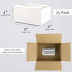 Frametory 8x6x4 Pack of 25 Corrugated Cardboard Packing Shipping Mailing Moving Carton Boxes, White