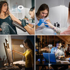 iZELL Book Light, Clip on Reading Light with Silicone Flexible Arm, Dimmable LED Lamparas Clamp on Workbench Desk for Studying Painting Crafting Drawing Makeup Nail Tech Puzzle Task - 27.6‘’ White