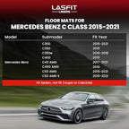 LASFIT Floor Mats for Mercedes Benz C Class 2021 2020 2015-2019 C300 / C400 / C350e / C43 AMG / C63 AMG / C63 AMG S (Fit Sedan Only), All Weather TPE Floor Liners for C Class 1st & 2nd Row Mats