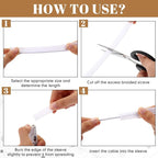 Pangda 300 Feet 1/4, 1/2, 3/8 Inches Wire Loom PET Expandable Braided Sleeving Braided Sleeve for TV, Computer, Home Theater (White)