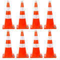 BATTIFE 28 Inches Traffic Safety Cones | 8 Pack | PVC Cone with Reflective Collars, Orange Construction Cone for Traffic Control, Driveway Road Parking Use