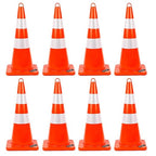 BATTIFE 28 Inches Traffic Safety Cones | 8 Pack | PVC Cone with Reflective Collars, Orange Construction Cone for Traffic Control, Driveway Road Parking Use