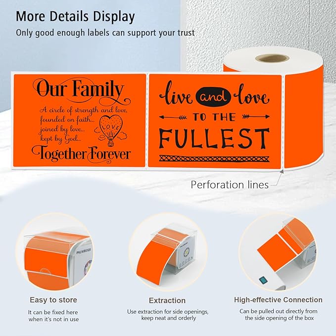 3x5 Inch Thermal Label Stickers,300Pcs Waterproof Rectangle Labels for Storage Bins,Moving Boxes,Address & Inventory Organization,Small Business Labeling,Fluorescent Orange