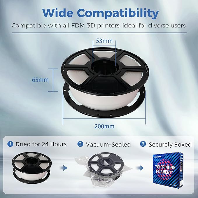 FLASHFORGE ABS Pro Filament 1.75mm Natural, 3D Printer Filament 1kg (2.2lbs) Spool-Dimensional Accuracy +/- 0.02mm, Hot Deformation Below 90℃, Great for Printing Heat-Resistant Functional Parts