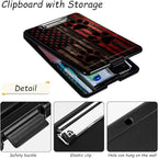 Clipboard with Storage, High Capacity Plastic Storage Clipboard with Pen Holder for Women Teachers Work, School & Office Supplies, Cute Pattern Decorative Clipboards, Dog Paw American Flag
