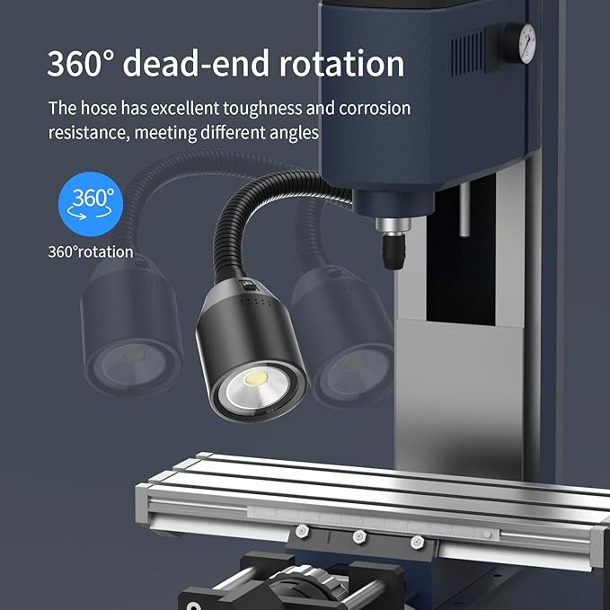 LED Work Lights, 450 lumens COB lamp Beads, Flexible gooseneck Lights, Screw-Fixed Base Drill Lights, Suitable for Lighting Machine Tools, Lathe workbenches, etc.