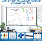 H-Qprobd 6'x4' Large Magnetic White Board Dry Erase Whiteboard with Black Aluminum Frame, 72"X48" Magnet Presentation Wall Boards for Office, Classroom, School, Home