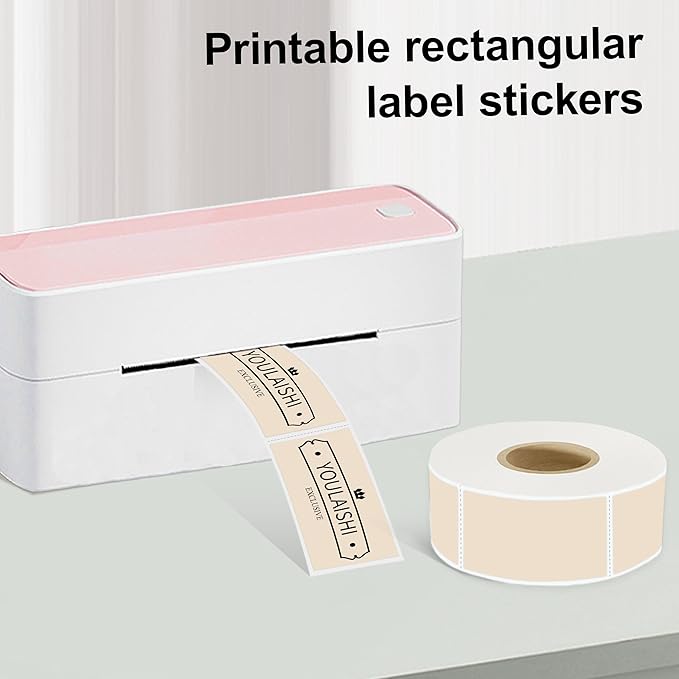 1x2 inch Label Stickers Roll for Thermal Printer 500PCS Colored Removable Freezer Labels Waterproof Blank Sticker Labels to Write on for Food Containers and Jars, Light Brown