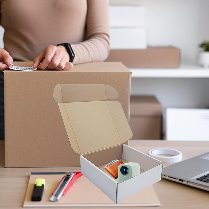 9x9x3 Inches White Shipping Boxes Set of 25，Cardboard Boxes Recyclable Corrugated Boxes Mailers for Small Business, Transporting, Packaging Storage Boxes and Craft Gifts Giving Products Box