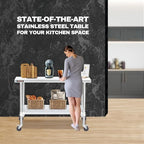 DuraSteel 30x60 NSF Stainless Steel Cart Work Table - Heavy Duty Rolling Food Prep Table Countertop Island - Metal Utility Cart on Wheels Caster, Grill Stand Storage Outdoor Kitchen Tables Bar Top