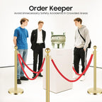 6 PCS Gold Stanchion Posts,Red Carpet Safety Barrier,Crowd Control Barriers,5 ft Red Velvet Rope Carpet Ropes,Stainless Steel Gold Stanchions,Line Dividers for Parties,Weddings,Museums