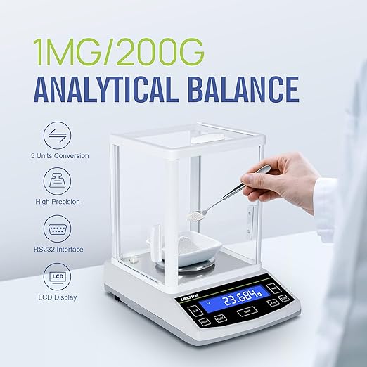 Analytical Balance 200x0.001g Lab Scale 0.001g Accuracy High Precision Scale with Windshield Laboratory Analytical Balance Jewelry Scale (200 * 1mg)