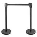 New Star Foodservice 54590 Stanchions, 36-Inch Height, 6.5-Foot Retractable Belt, Set of 2, Black Belt