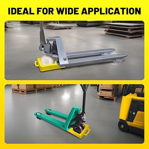 Pallet Jack Wheel Chock 2 Packs, Premium Pallet Jack Stopper for Truck 13.4" Length x 10.6" Width x 1.9" Height (Yellow)
