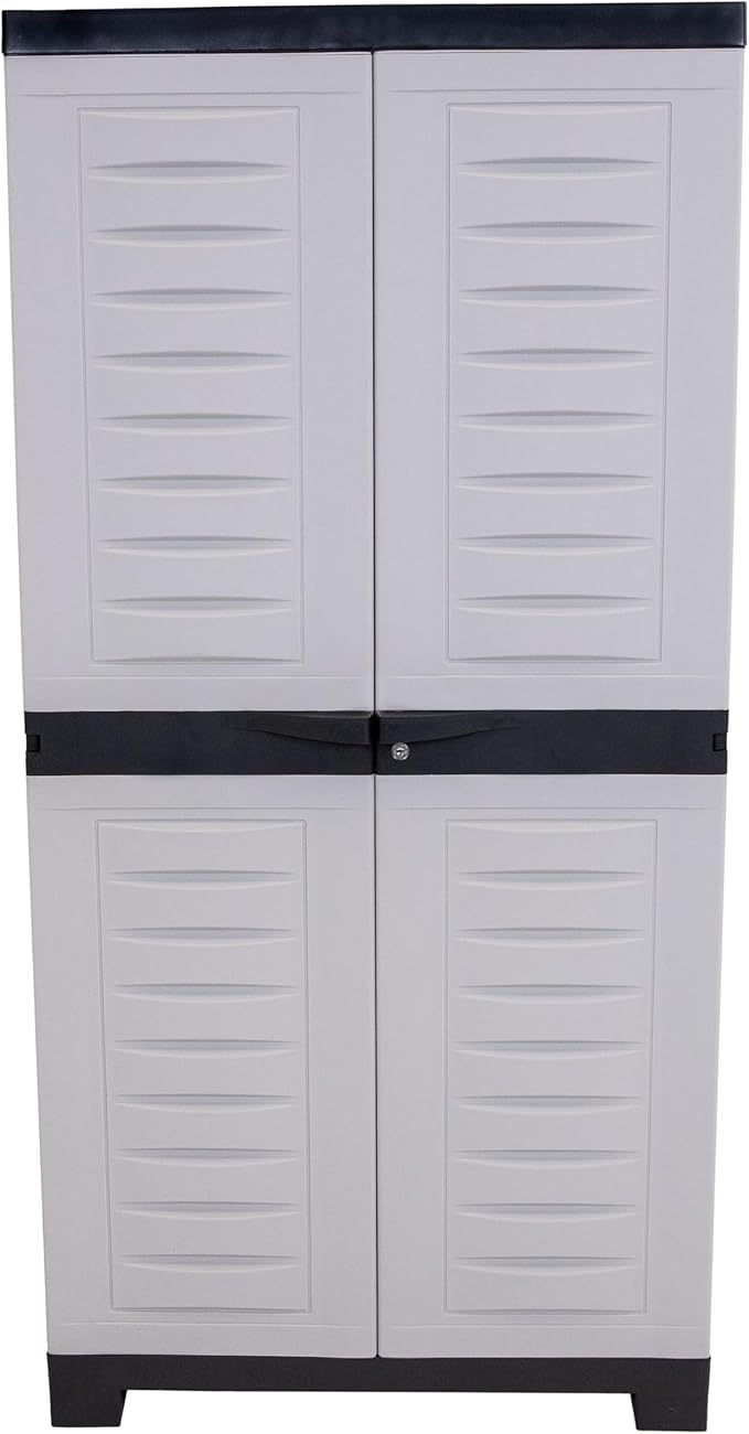 Sunnydaze Lockable Storage Cabinet - Indoor or Garage Storage Cabinet with 3 Adjustable Shelves - 48.75" H - Garage, Office, Home, Laundry Room - Gray