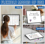 Grtard Magnetic Dry Erase Board with Stand, 18''x14'' Double-Sided White Board, Desktop Whiteboard with Stand, Large White Board, Desk Whiteboard Portable, Dry Erase Board for Kids, Memo(Black)