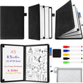 6 Sides Whiteboard Notebook Portable Whiteboard Dry Erase Notebook Portable Dry Erase Board Double Sided Folding Whiteboards White Board for Office Study Meeting(Black,A5: 6"×9”)