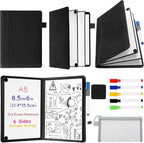 6 Sides Whiteboard Notebook Portable Whiteboard Dry Erase Notebook Portable Dry Erase Board Double Sided Folding Whiteboards White Board for Office Study Meeting(Black,A5: 6"×9”)