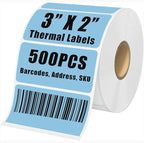 3" x 2" Thermal Labels Stickers Blue, Thermal Printer Thermal Shipping Stickers, Multipurpose Inventory Self-Adhesive Direct Thermal Label for Small Business (500 Labels/Roll)