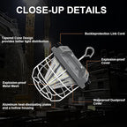 LED Temporary Work Light 100W, 15000 Lumen Construction Light, 5000K Daylight White, IP65 Waterproof Dustproof, Portable Hanging Lighting for Jobsite Workshop High Bay and Damp Locations