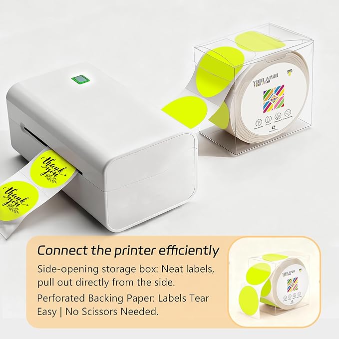2 inch Dot Stickers Labels Circle Garage Sale Sticker 750Pcs Round Thermal Printer Stickers Printable Writable Price Labels for Yard Sale, Fluorescent Yellow
