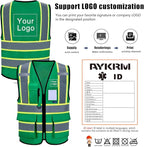 AYKRM 11 color High Vis Reflective Safety Vest for Women Men Security Pocket Zipper