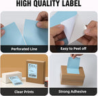 4"x6" Blue Direct Thermal Labels, 500 Fanfold Shipping & Address Label Paper, Self-Adhesive Stickers for Thermal Printer, 1 Stack