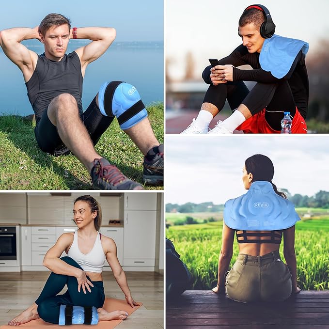 REVIX 20‘’ XXXL Knee Ice Pack Wrap Around Entire Knee, Extra Large Ice Pack for Leg Discomfort Reducing, Cold Compress Therapy, Reusable Ice Wraps for Back, Shoulder Relaxation, Post-Workout Recovery