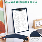 Clipboard with Pen Holder, Plastic Clipboard with Low Profile Metal Clip, Hanging Clip Boards Holds 8.5x11 Inch Papers, Standard A4 Letter Size Clip Boards for Offices & School, Blue