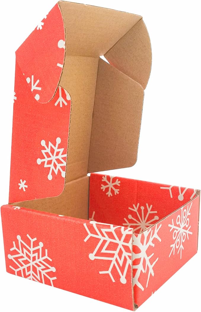Green Recyclable Cardboard Small Gift Mailer Boxes for Shipping Packaging Craft Gifts Giving Products (Red and White, 4 x 4 x 2 Inch)