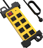 8 Outlet Heavy Duty Power Strip, 2700J Surge Protector with 6FT Extension Cord, Industrial Metal Powerstrip 15Amp, Wall Mount for Garage Workshop Outdoor Home Office, Wide Spaced (6ft)