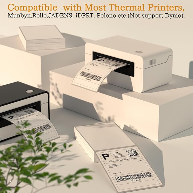 SJPACK 4" x 6" Thermal Labels, 200 Fanfold Labels, Direct Thermal Shipping Label Compatible with Nelko, Rollo, Zebra, Brother, Orgbro, Munbyn, Jadens Shipping Label Printer, Commercial Grade