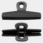 COOK WITH COLOR Food Clips - Wide Heavy Duty Chip Clips, Large Bag Clips for Food Storage with Air Tight Seal Grip, Pack of 4, Black