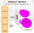 2 inch Dot Stickers Labels Circle Garage Sale Sticker 750Pcs Round Thermal Printer Stickers Printable Writable Price Labels for Yard Sale, Fluorescent Purple