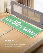 HOMEAL Bed Rail for Toddlers - 59"x24" Extra Long Foldable Toddler Bed Rails for King, Queen, Twin, Full, Double Bed - Breathable Guard Rail for Toddlers with U-Shape Base, Grey