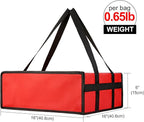 Bodaon Insulated Food Delivery Bag 16" x 16" x 6" – Compact Pizza Bag Holds Up to 3 Pizza Boxes, Foldable Thermal Carrier Cooler for Commercial Food Delivery Staff, Red