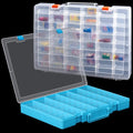 Juexica 2 Pcs Large 48 Grids Plastic Storage Bead Organizer Box, Tackle Box, Compartment Organizer Container with Adjustable Dividers for Jewelry Art Crafts Toys Screw Small Parts(Clear, Blue)