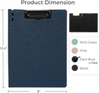 Y YOMA Clipboard Folder, A4 Foldable Plastic Clipboard with Metal Clip, 360° Rotating Cover, Waterproof Work Folder for Home, Office, School, Field Work, Outdoor - 2 Pack, Dark Blue