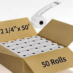 (50 Rolls) 2 1/4" x 50' Thermal Receipt Paper Rolls, Cash Register POS Thermal Paper, Credit Card Rolls Thermal 2 1/4 in x 50 ft.