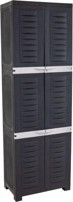 Sunnydaze Lockable Storage Cabinet - Indoor or Garage Storage Cabinet with 4 Adjustable Shelves - 72" H - Garage, Office, Home, Laundry Room - Shadow