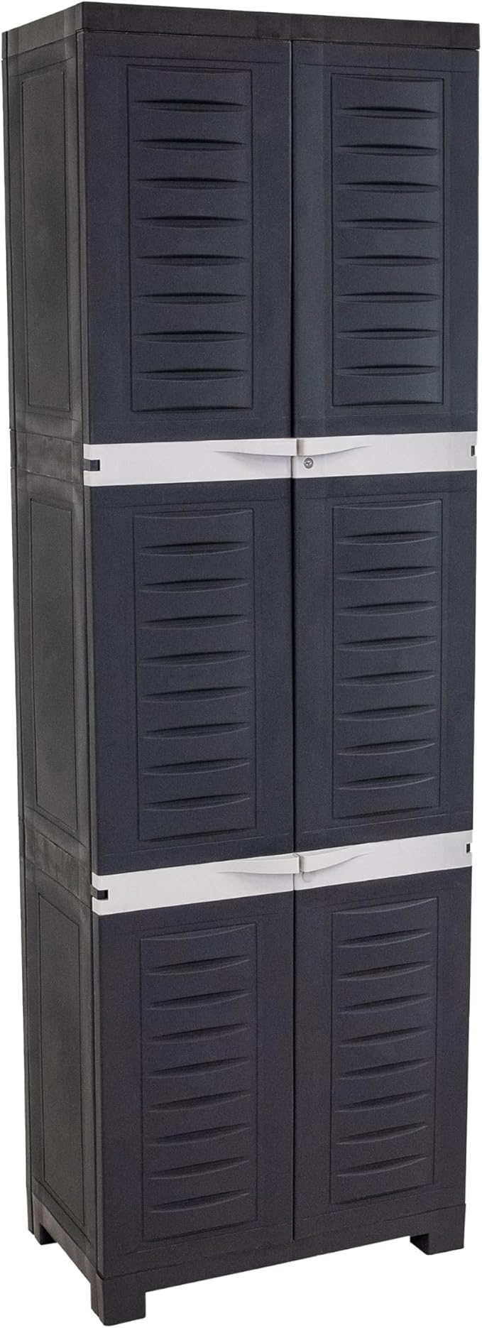 Sunnydaze Lockable Storage Cabinet - Indoor or Garage Storage Cabinet with 4 Adjustable Shelves - 72" H - Garage, Office, Home, Laundry Room - Shadow