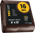 PROTARP Extra Heavy Duty 16 Mil Tarp Cover, Waterproof, UV Resistant, Rip and Tear Proof, Poly Tarpaulin with Reinforced Edges for Roof, Camping, Patio, Pool, Boat. (Brown/Black 9′ X 12′)
