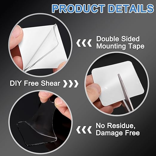 uxcell 50Pcs Double Sided Adhesive Pads, 3.35" x 0.98" Clear Removable Heavy Duty Mounting Tape Picture Hanging Sticky Adhesive Pad for Wall, Poster Picture, DIY Craft