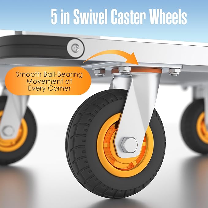 Push Cart Dolly, Flat Cart, Flatbed Platform Trucks with Wheels and Handle, Rolling Trolly, Folding Handcart for Moving, Heavy Duty 2000 lb Capacity, Carritos de Carga, Foldable 36 x 35 x 24 Inches