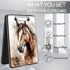 Clipboard with Storage, High Capacity Plastic Storage Clipboard with Pen Holder for for Women Teachers Work, School & Office Supplies, Cute Pattern Decorative Clipboards, Horse